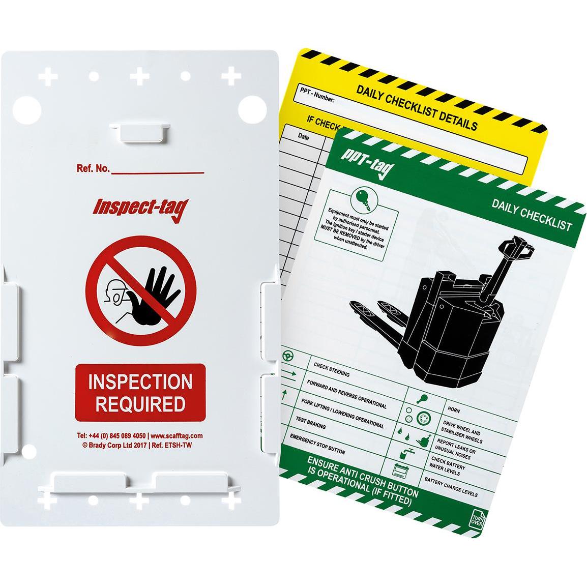 Brady, Segnaletica di sicurezza, ENT-GB-ETI-PPT, Kit di etichette per transpallet elettrici, 10 porta-etichette di ingresso, 10