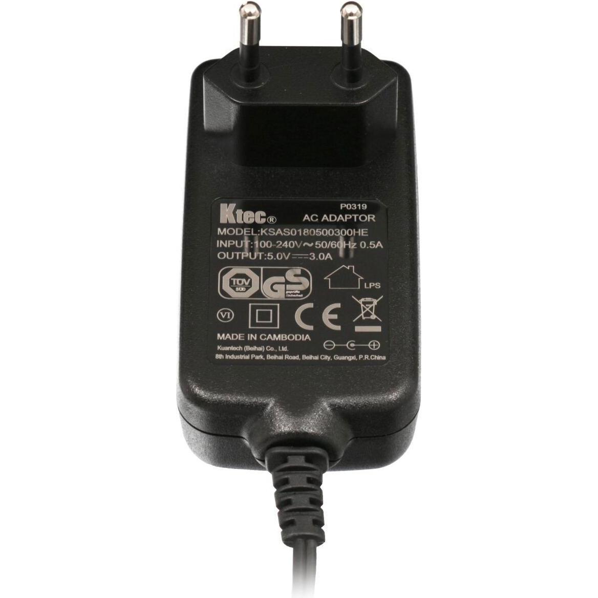 Ktec KSAS0180500300HE (15 W), Notebook Netzteil, Schwarz