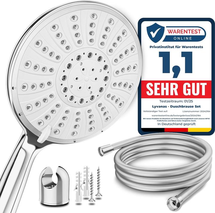 Actual product image Lyvanas Shower head with hose and holder (5 Beam types)