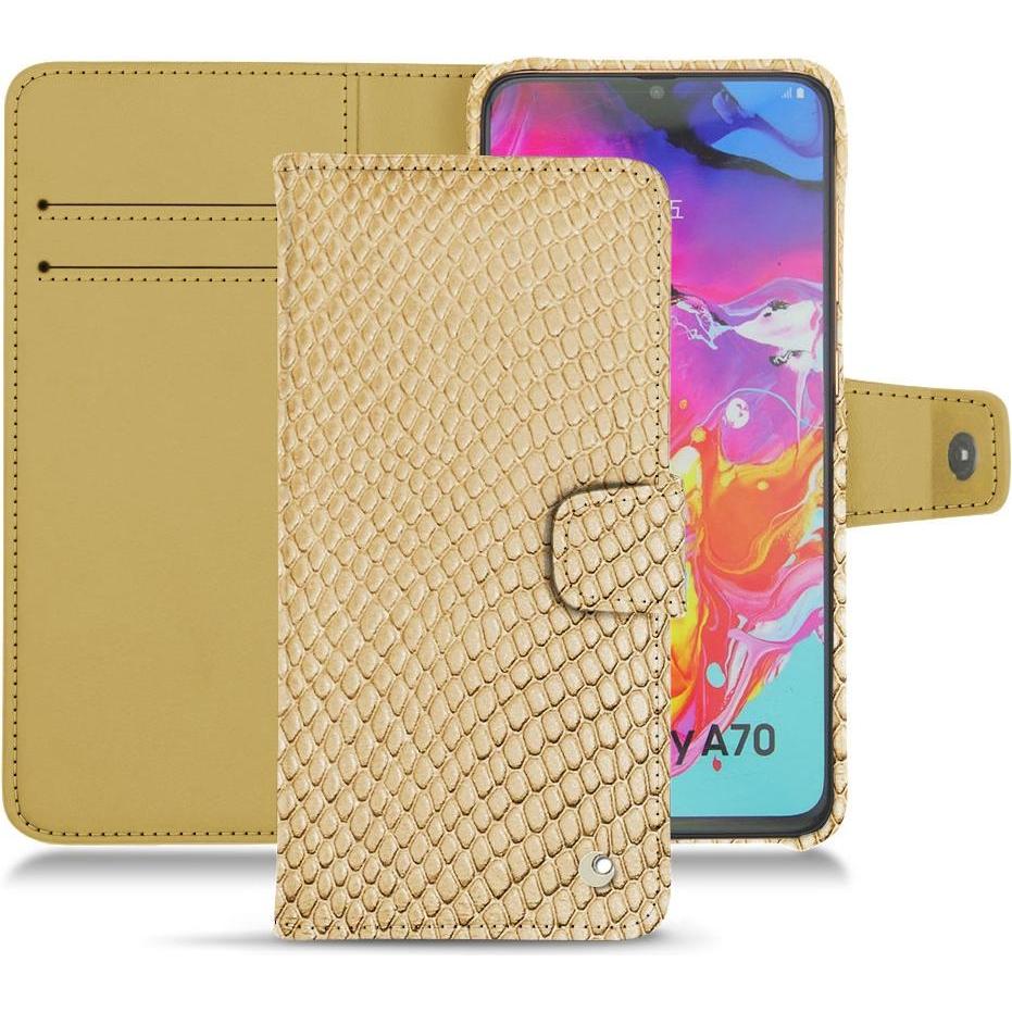 Noreve Lederschutzhülle Wallet (Samsung Galaxy A70), Smartphone Hülle, Beige