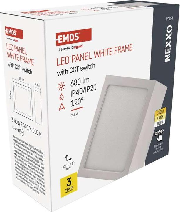 Actual product image Emos Surface-mounted LED light NEXXO, square, white, 7.6W, with Change CCT (680 lm)