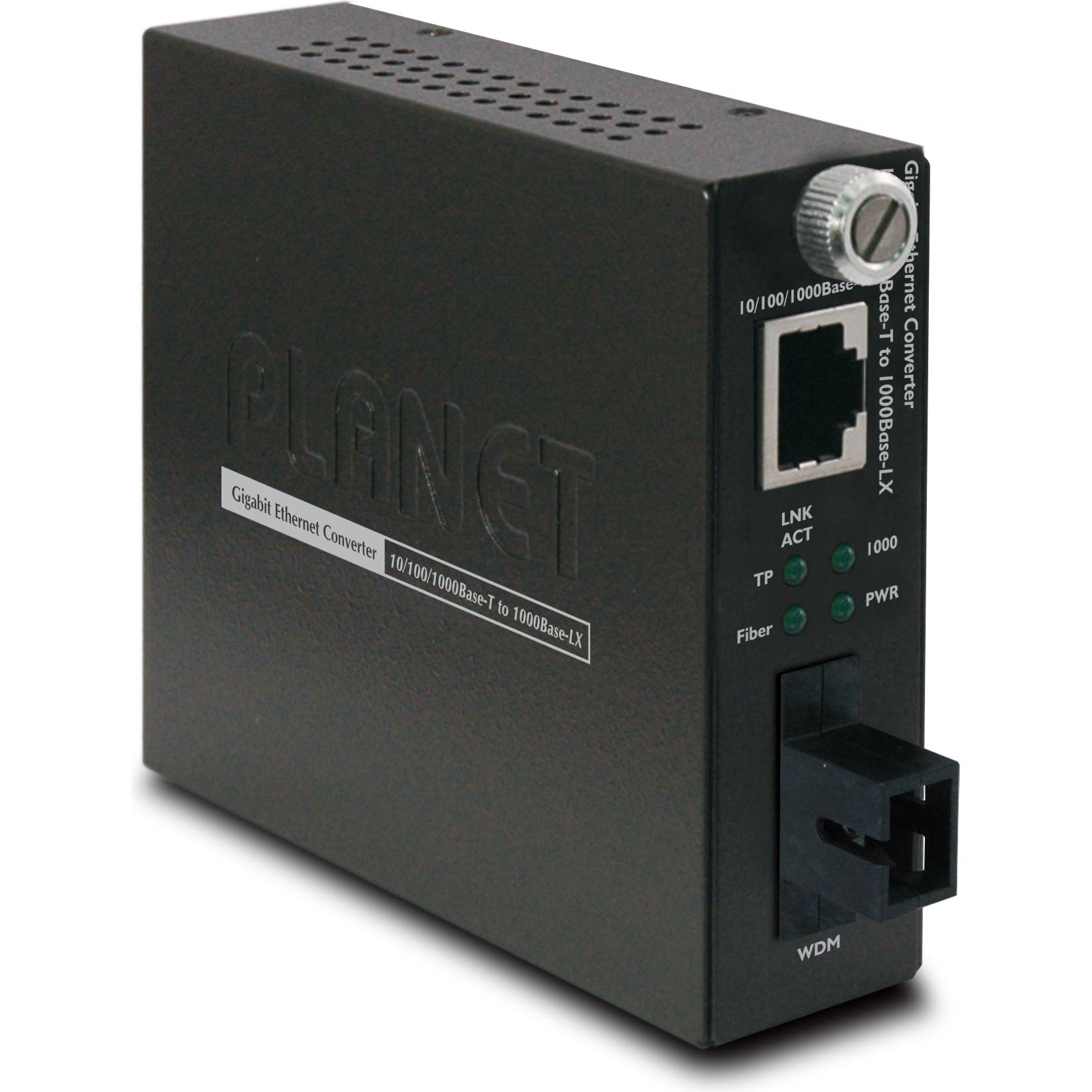 Planet Bi-directional Smart Fiber Converter 10/100/1000Base-T to WDM 1550nm - 15KM, Data Converter