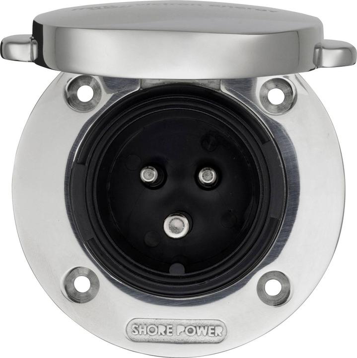 Immagine prodotto Victron Energy Presa di corrente a terra Victron in acciaio inossidabile con copertura 16A/250Vac (2p/3w) (Spina solare)