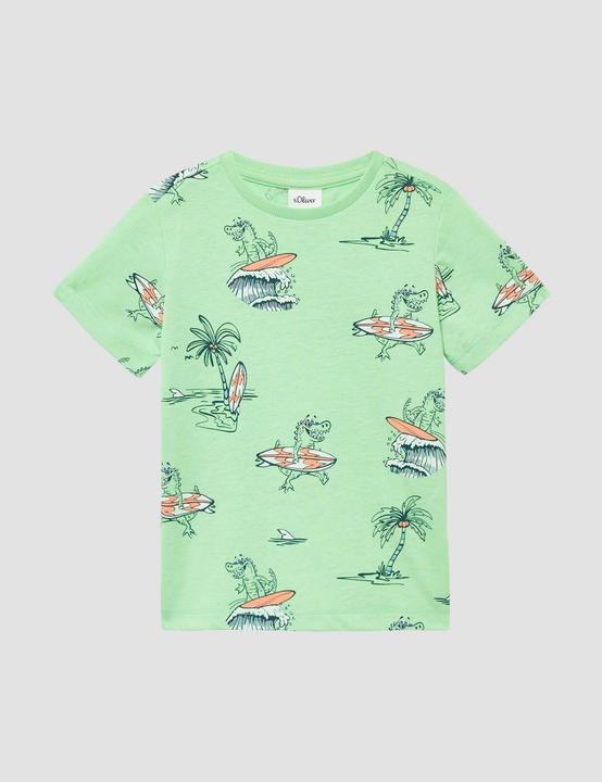 Produktbild S.Oliver T-Shirt Baumwoll-T-Shirt mit All-over-Print (104, 110)