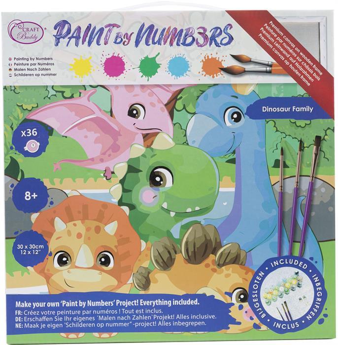 Produktbild Craft Buddy Malen nach Zahlen Bild-Set 30x30cm Dino Familie