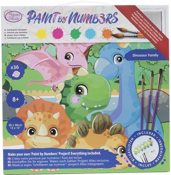 Actual product image Craft Buddy Painting By Numbers Picture Set 30x30cm Dino Family