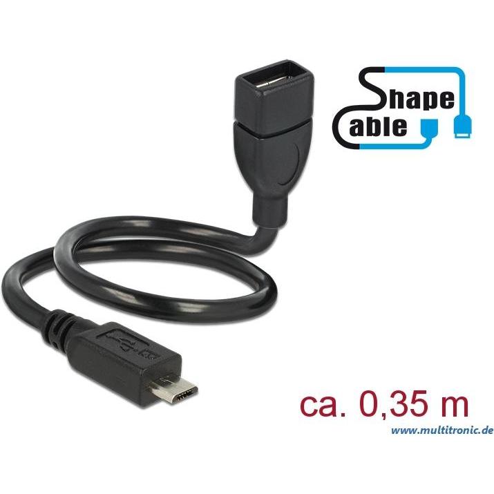 Thumbnail - Delock USB2.0-Shape Adapterkabel MicroB-A, 35cm (0.35 m, USB 2.0), USB Kabel