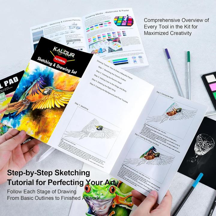 Image du produit Kalour Kit d'esquisse et de dessin de 154 pièces