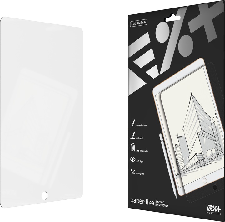Produktbild Next One Paper Like Screen Protector iPad 7th Gen 10.2" clear (1 Stück, iPad 2019 (7. Gen))