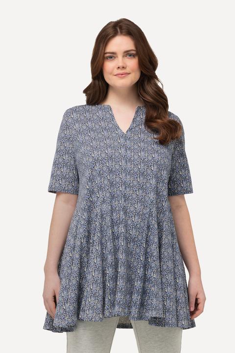 Immagine prodotto Ulla Popken Maglia lunga con pieghe godet, scollo a tunica e mezze maniche (50, 52)