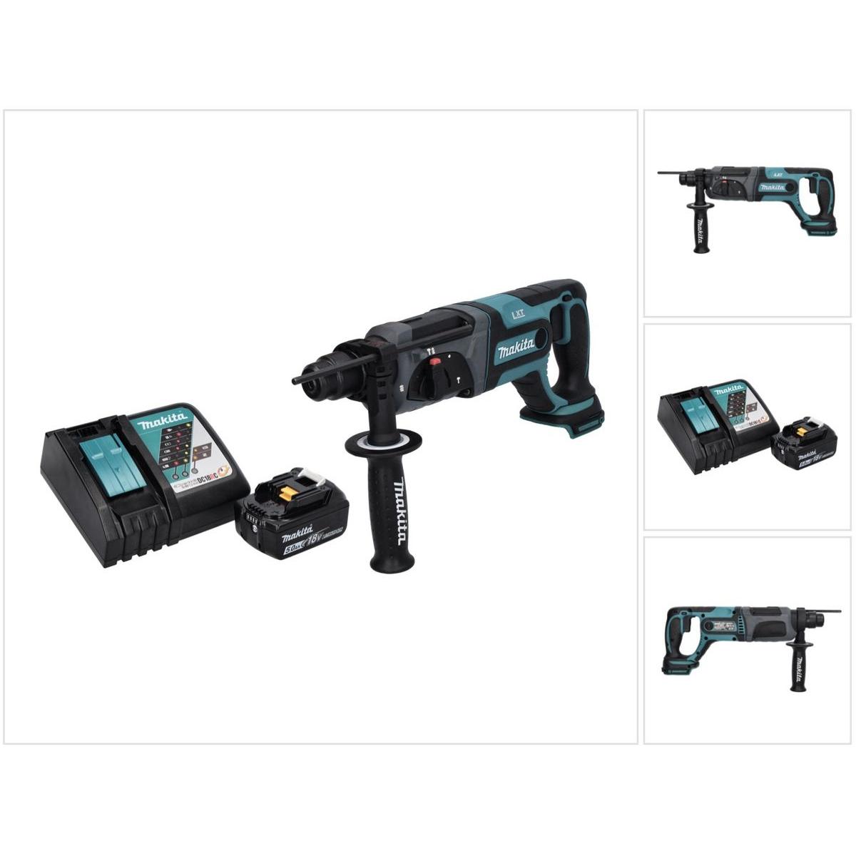 Makita, Bohrmaschine + Akkuschrauber, DHR 241 RT1 Akku Bohrhammer 18 V 2,0 J SDS plus + 1x Akku 5,0 Ah + Ladegerät (Akku...