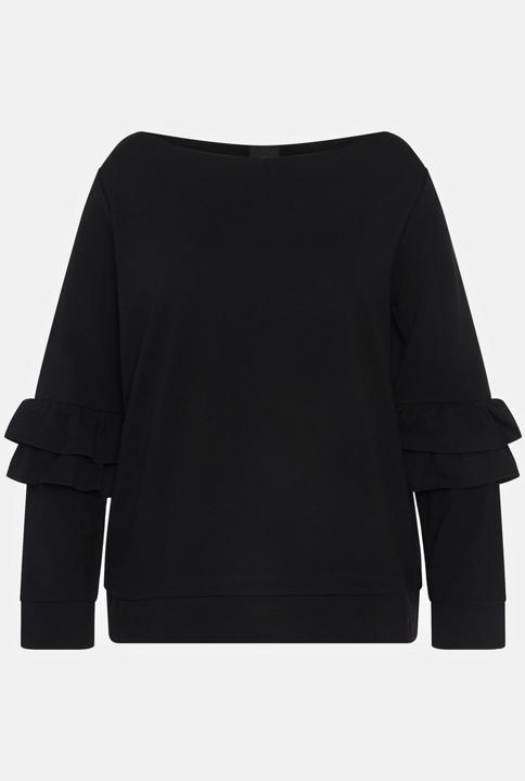Produktbild Ulla Popken Sweatshirt, Rüschen, V-Ausschnitt, Langarm (54)