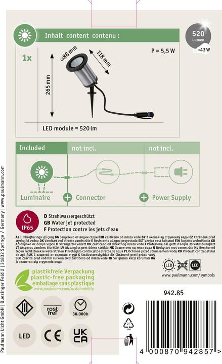 Produktbild Paulmann Outdoor Plug & Shine Classic Spot (310 lm, IP65)