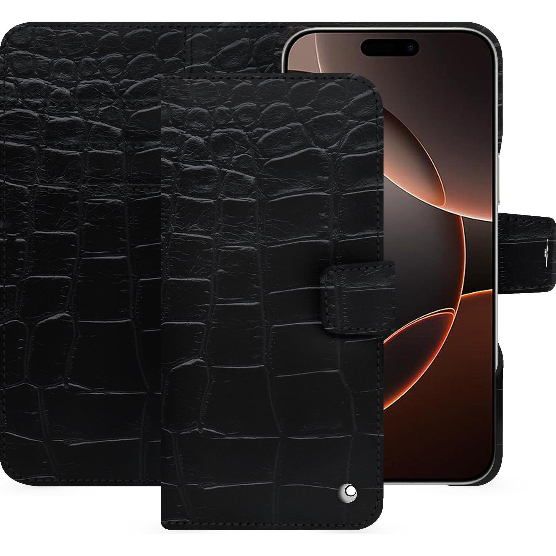 Noreve Lederschutzhülle Apple iPhone 16 Pro (Apple iPhone 16 Pro), Smartphone Hülle, Schwarz