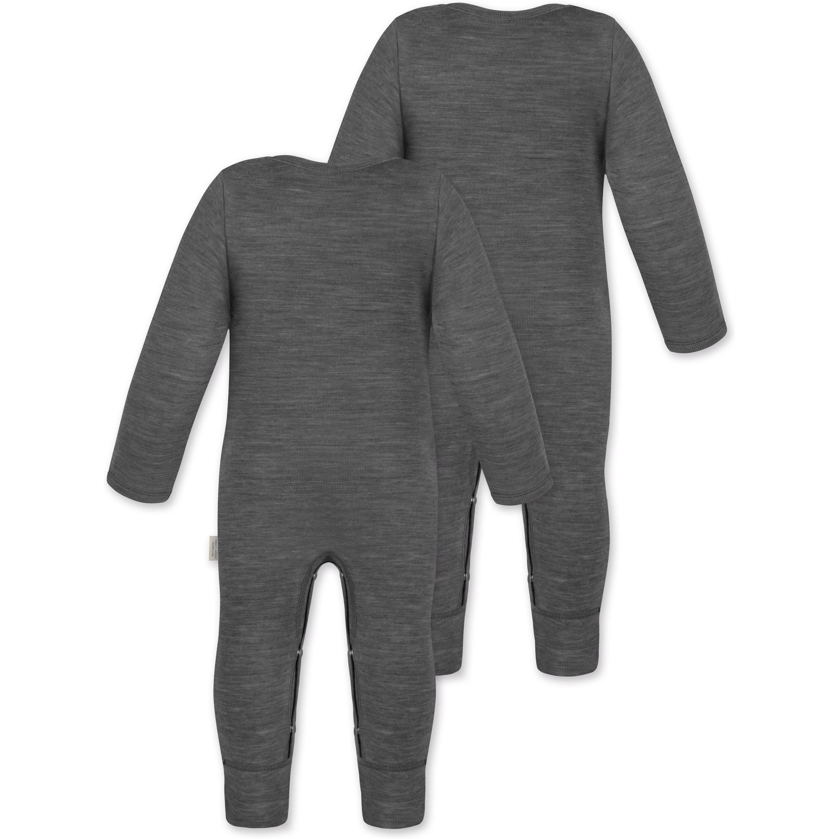 Thumbnail - Normani, Herren, Strampler, 2er Pack Baby Merino Strampler „Tangoio" - 9593, Grau, (56)