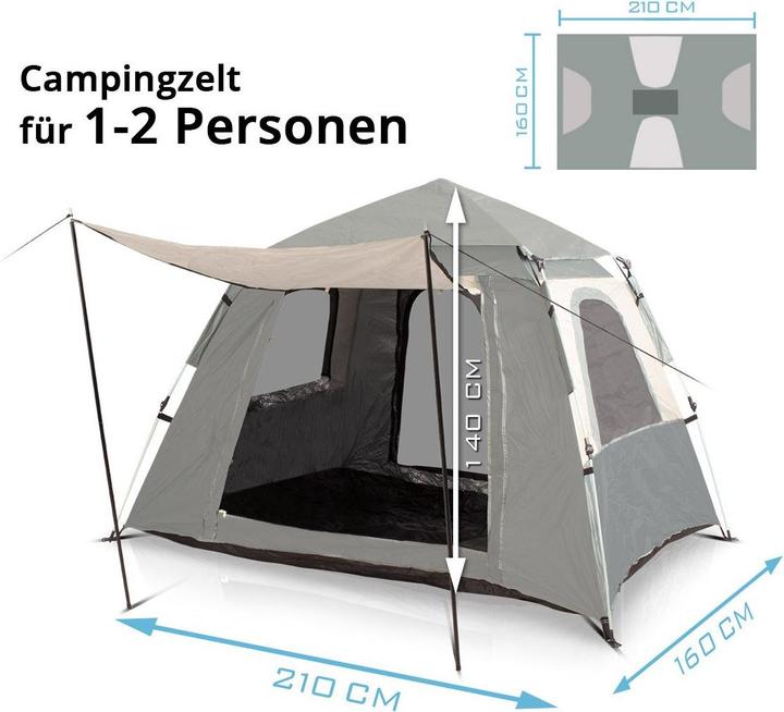 Actual product image Stahlwerk Camping tent Z-210 ST 210 x 160 cm self-assembly pop-up tent (2.30 kg, 2 persons)