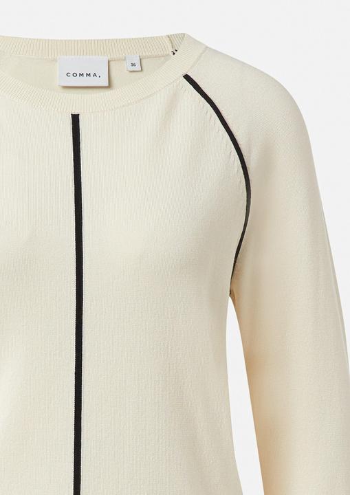 Produktbild Comma Strickpullover Feinstrick-Pullover aus Viskosemix mit Kontrast-Piping-Detail (32)