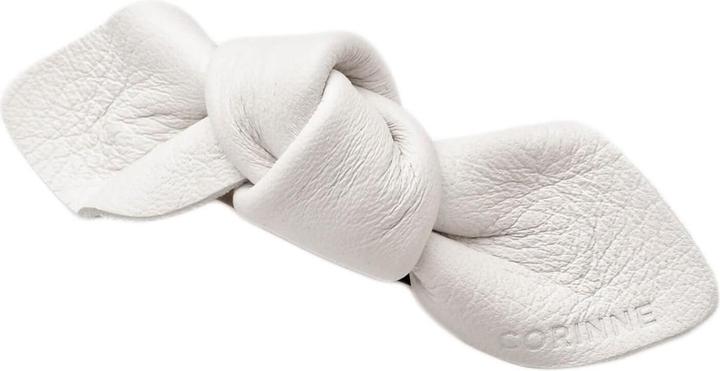 Corinne World - Leather Bow Small On Hair Clip White