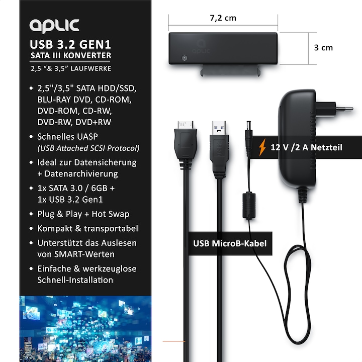 Actual product image Aplic USB 3.0 zu SATA III Konverter