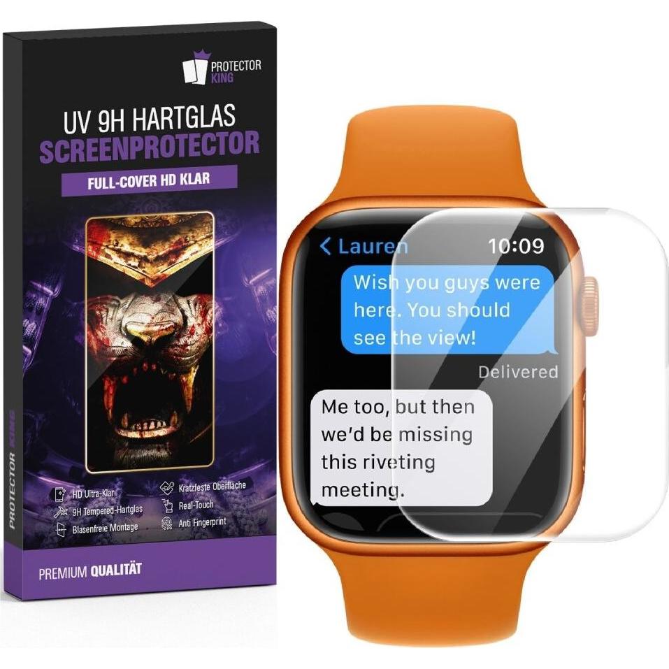 Protectorking 1x UV Liquid Echtes Tempered 9H Panzerhartglas 3D KLAR, Smartwatch Schutzfolie