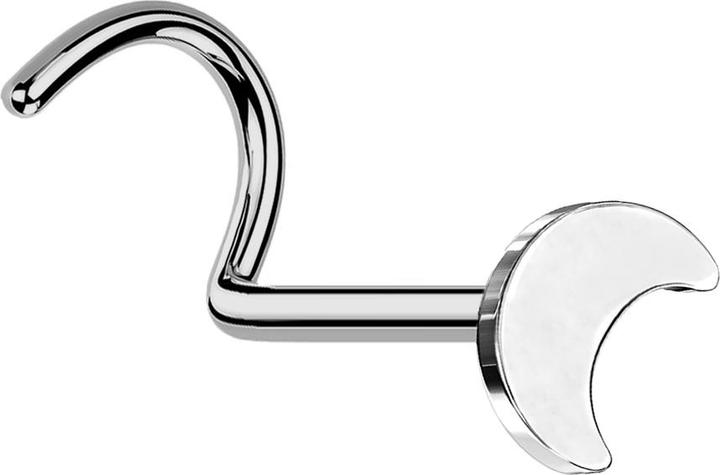 Immagine prodotto Star Piercing Threadless Nasenstecker gebogen silber Mond silber (senza ottone, Titanio)