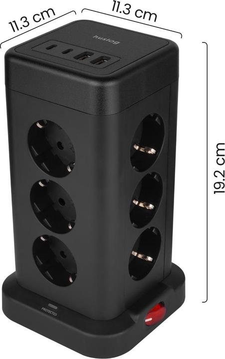 Actual product image Huslog Vertical power strip (1.80 m)