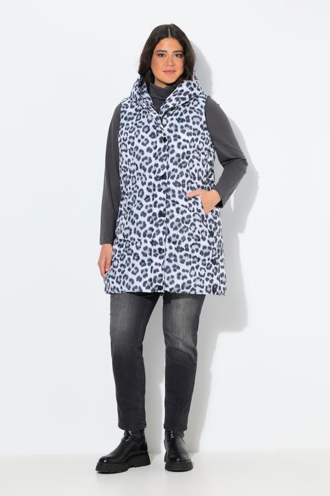 Image du produit Ulla Popken Doudoune matelassée HYPRAR sans manches, matière déperlante recyclée, motif léopard (58)