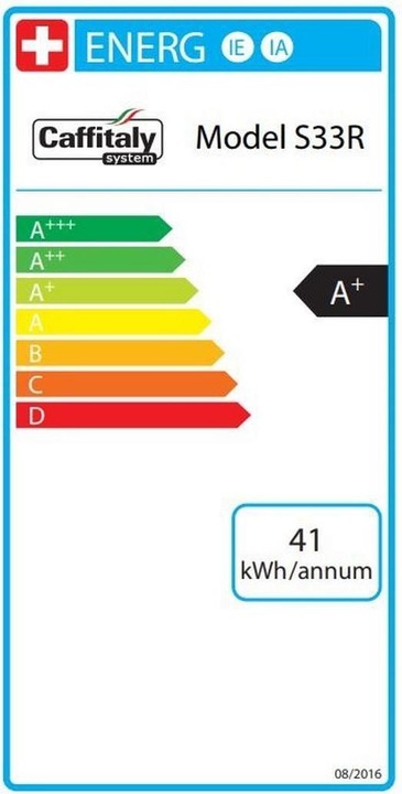 Energie-Label Chicco D'oro Kapselmaschine Caffitaly S33 Maia, Grau