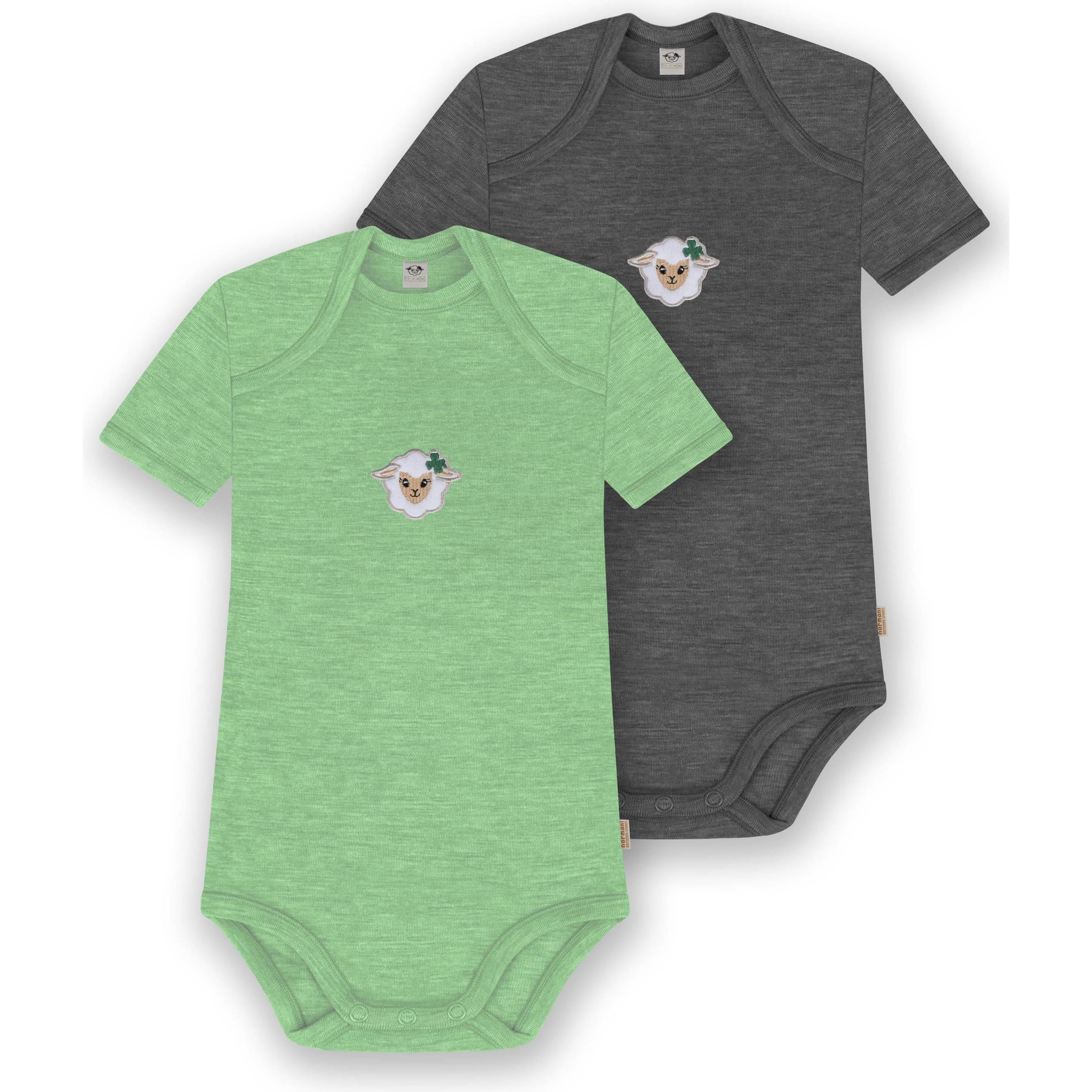 Thumbnail - Normani, Herren, Body, 2er Set Baby Merino Body Kurzarm „Tauranga" - 9297, Grün, (62)