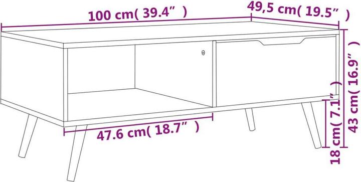 Image du produit vidaXL Couchtisch (49.50 x 100 x 43 cm)