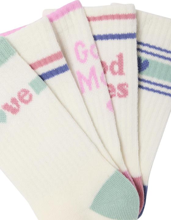 Immagine prodotto Vertbaudet 5er-Pack Sport-Socken mit Schriftzug & Herzmotiven, Kinder (Confezione da 5 pezzi, 27, 30)