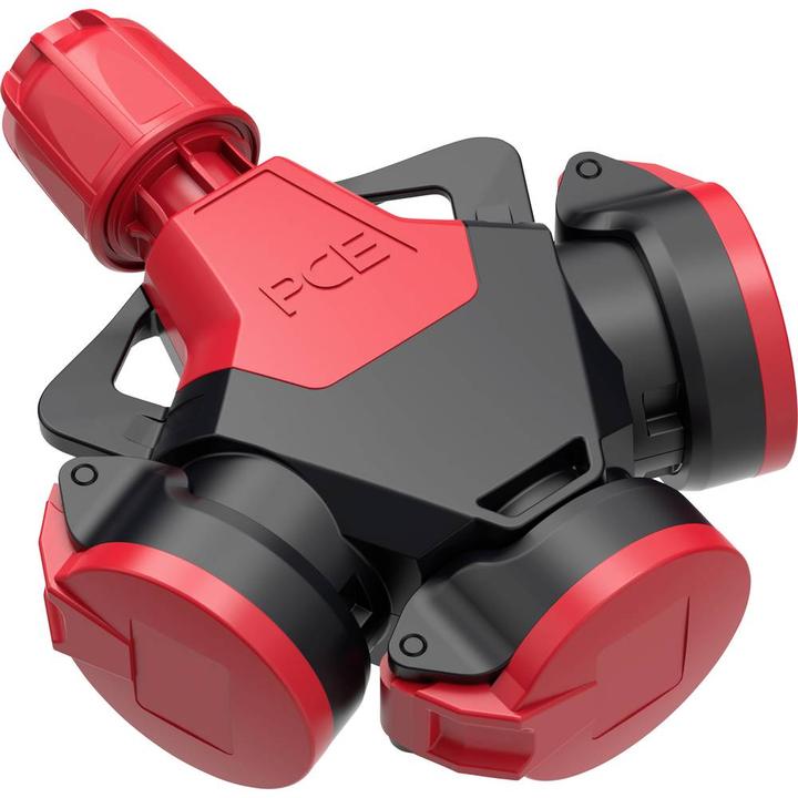 Produktbild PCE PC Electric 253832-sr 3fach-Kupplung Gummi mit Spannungsanzeige 250 V Rot IP54