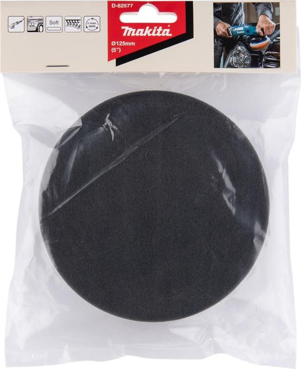 Produktbild Makita Schleifschwamm für Einscheiben-/ Poliermaschine, Ø125 mm, Ungelocht, 1 Stück, schwarz (Fein)