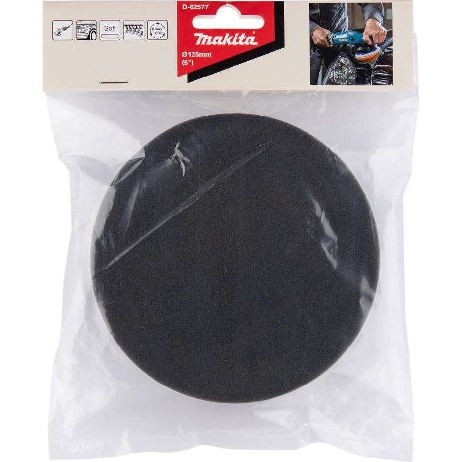 Thumbnail - Makita, Schleifmittel, Schleifschwamm für Einscheiben-/ Poliermaschine, Ø125 mm, Ungelocht, 1 Stück, schwarz (0)