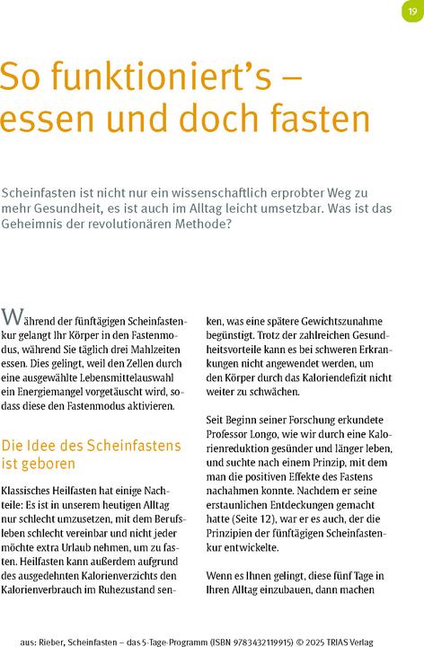 Immagine prodotto Scheinfasten - das 5-Tage-Programm (Tedesco, Riebera Dunja, 2025)