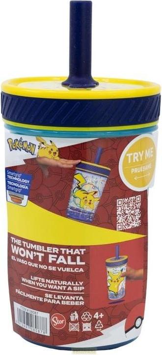 Produktbild Stor Pokémon "Pikachu" - Drop Safe - Auslaufsicherer Becher mit Silikonstrohhalm (370 ml)