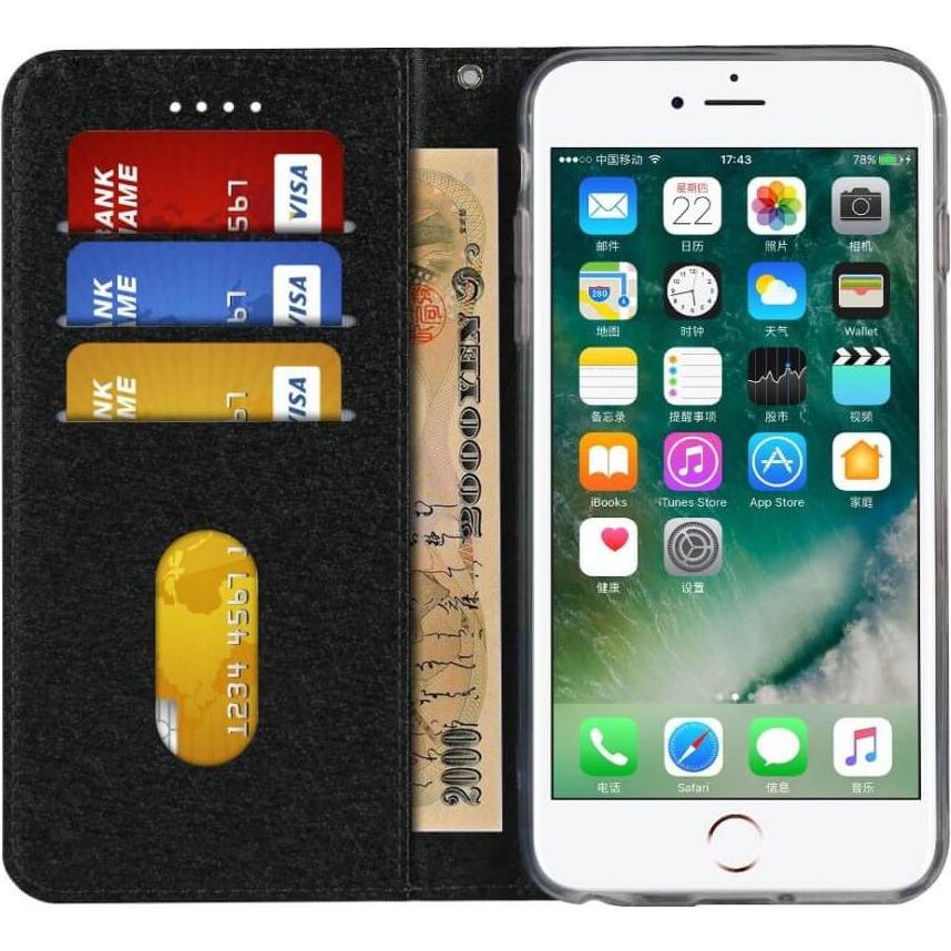 Thumbnail - Cover-Discount iPhone SE / 8 / 7 - Silk Texture Flip Case schwarz (Apple iPhone SE (2nd Gen), Apple iPhone 7, Apple iPho...