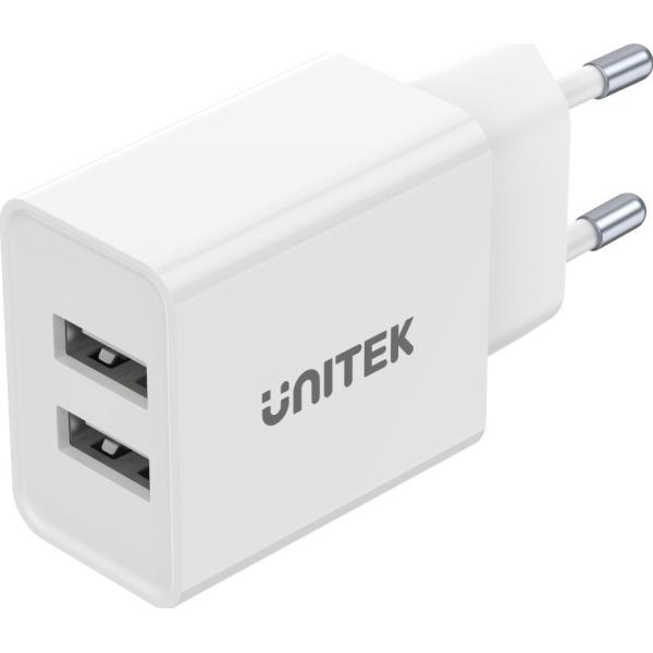 Thumbnail - Unitek ŁADOWARKA 2X USB-A 12W BIAŁA P1113A-EU (12 W), USB Ladegerät, Weiss