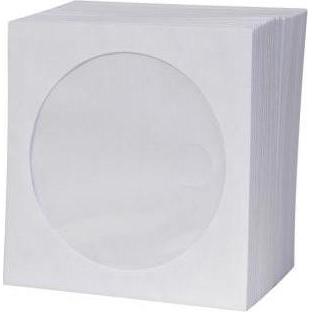 Logo Umschlag für 1 Stck CD, Papier, weiss, mit Fenster,, 100-pack (CD), Porta CD + Portavinili, Bianco