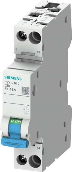 Actual product image Siemens Device circuit breaker 5SY1702-21p w.auxiliary contact make contact character.
