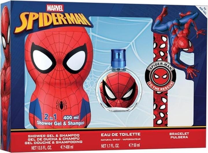 Actual product image Air-Val Spiderman Set with EDT 50ml Shower Gel and 400ml Shampoo and Bracelet (Perfume set)