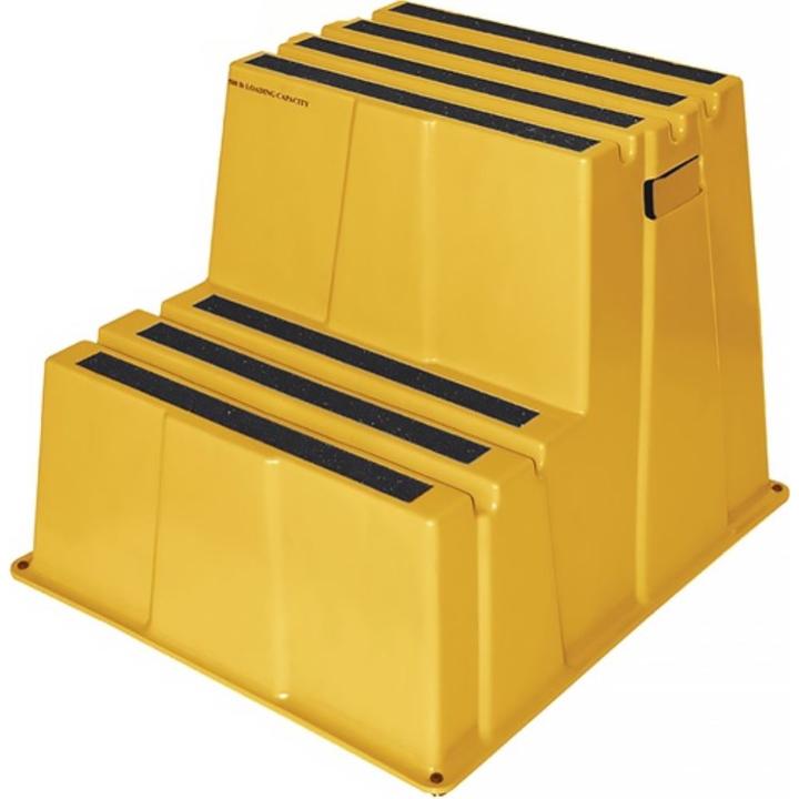 Twinco Schwerlasttritt Stufen einschl. Plattform 2 Plattformhöhe 500 mm Kunststoff gelb (Trittleiter, 65 cm)