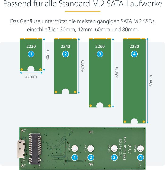 Image du produit StarTech BOÎTIER USB 3.0 À M.2 SSD (M.2 2230, M.2 2260, M.2 2242, M.2)