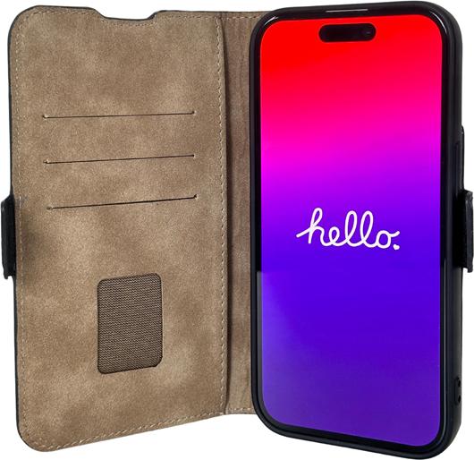 Actual product image Mike Galeli Book cover genuine leather Fabio black (Apple iPhone 15)