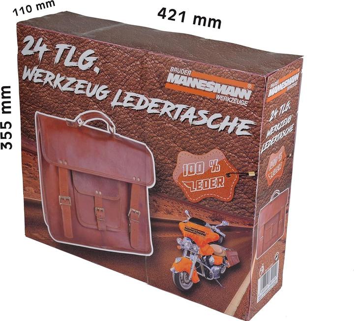 Productafbeelding Mannesmann Lederen gereedschapstas, 24 stuks. (25 onderdelen)