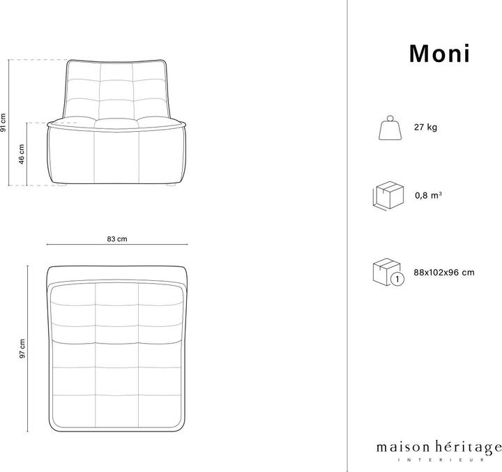 Actual product image Maison Heritage Moni (1-seater, Modular sofa)