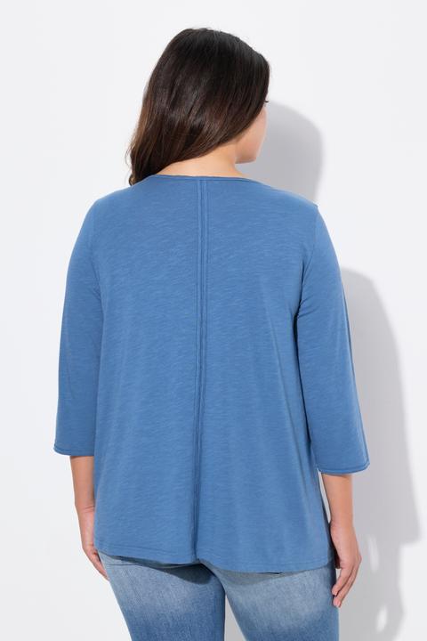 Produktbild Ulla Popken Shirt, Metallic-Schriftmotiv, A-Linie, Rundhals, 3/4-Arm (42, 44)