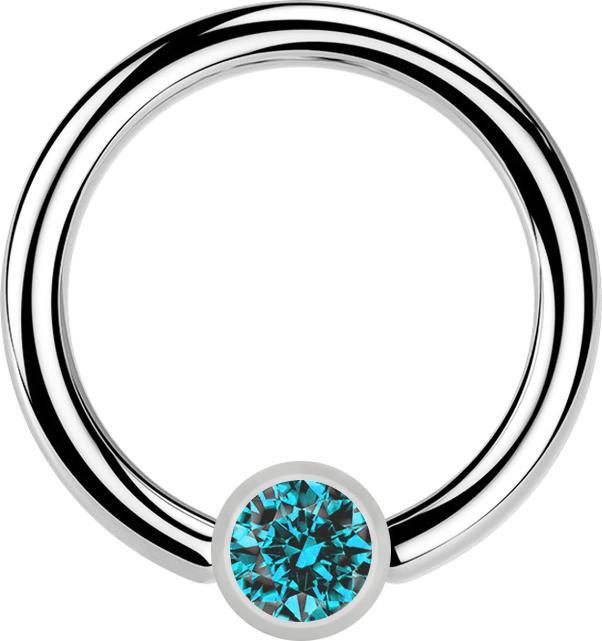 Immagine prodotto Star Piercing Anello Micro Closure argento cilindro cristallo acqua (senza ottone, Acciaio chirurgico 316L)