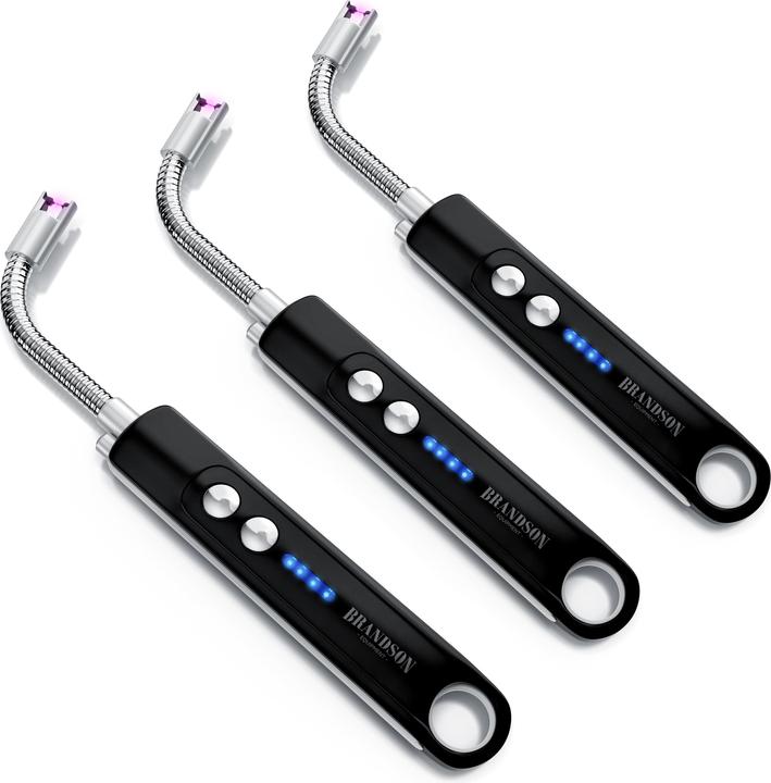 Actual product image Brandson 3x Stabfeuerzeug elektrisch, Lichtbogen Feuerzeug, Kerzenanzünder, USB aufladbar, für Kerze, Gasherd