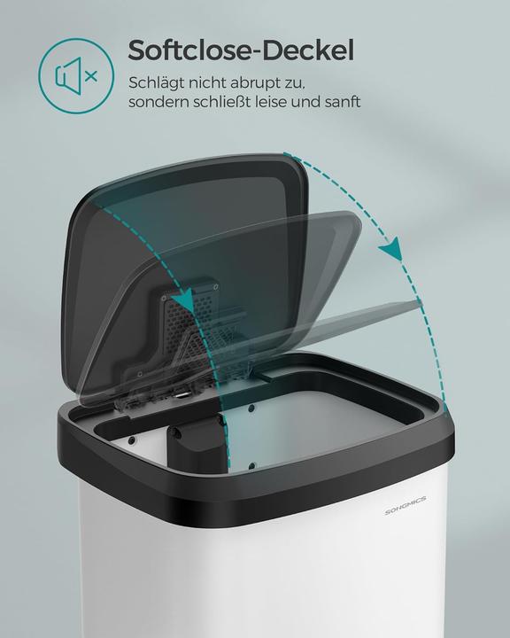 Produktbild Songmics Tretmülleimer mit Deckel und Kohlefilter, inkl. 15 Müllbeutel (50 l)
